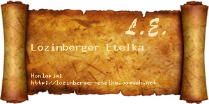 Lozinberger Etelka névjegykártya